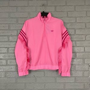 RARE Womens Size S Adidas SAMPLE Western Woven 1/4 Zip Fringe Sleeve Tra…